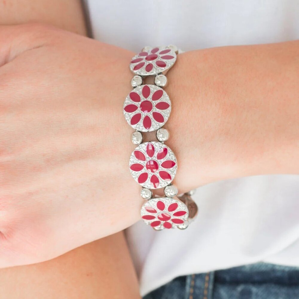 Paparazzi Jewelry - Dancing Dahlias - Red Bracelet - Vintage